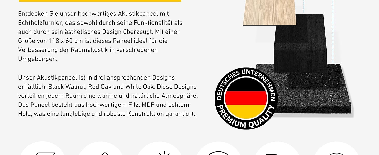 Акустичні настінні панелі KARAT з натурального шпону дуба (White Oak), ламелі з дерева та фетру для шумоізоляції та звукопоглинання, 118 x 60 см