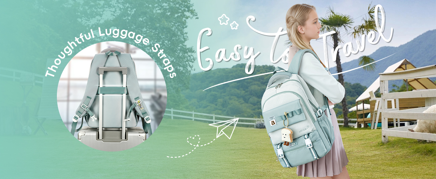 Шкільний рюкзак для дівчаток-підлітків, великий рюкзак для класу 5-12, стильний рюкзак-daypack з нейлону для гімназії, реального училища та університету, зелений