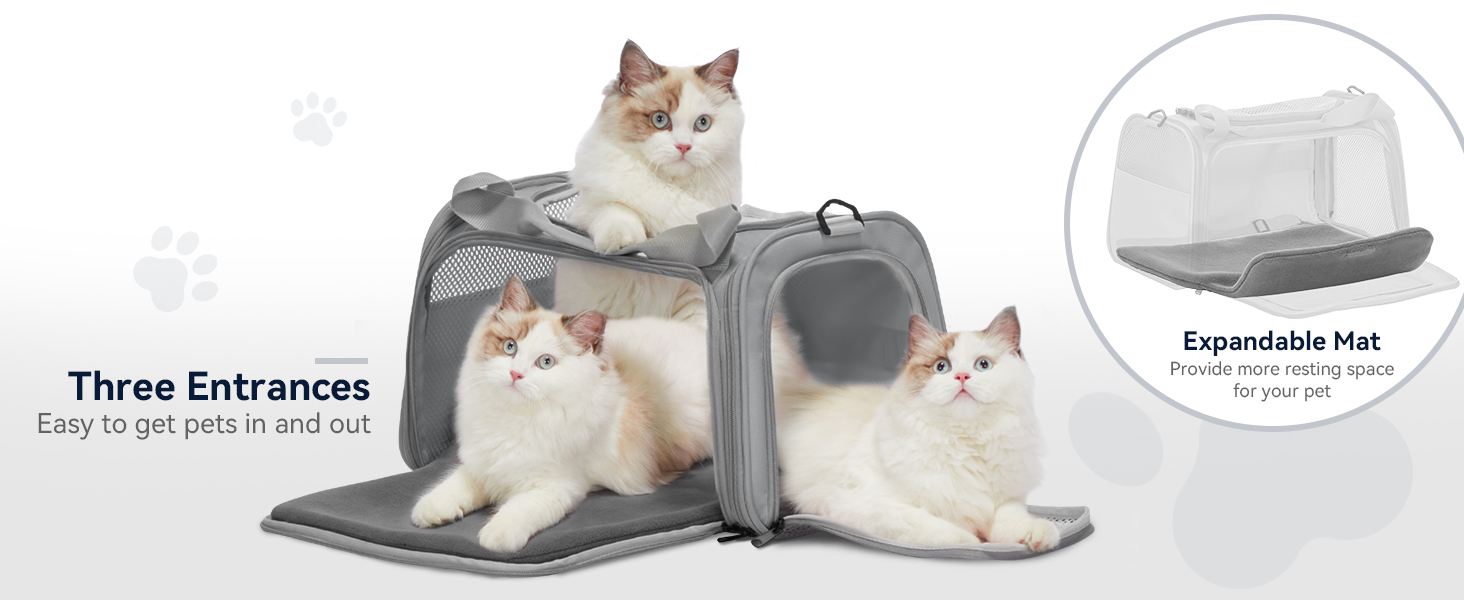 Транспортна переноска для котів та маленьких собак Petfit, сіра, L - легка переноска для подорожей літаком з ремінним кріпленням та розширюваним килимком