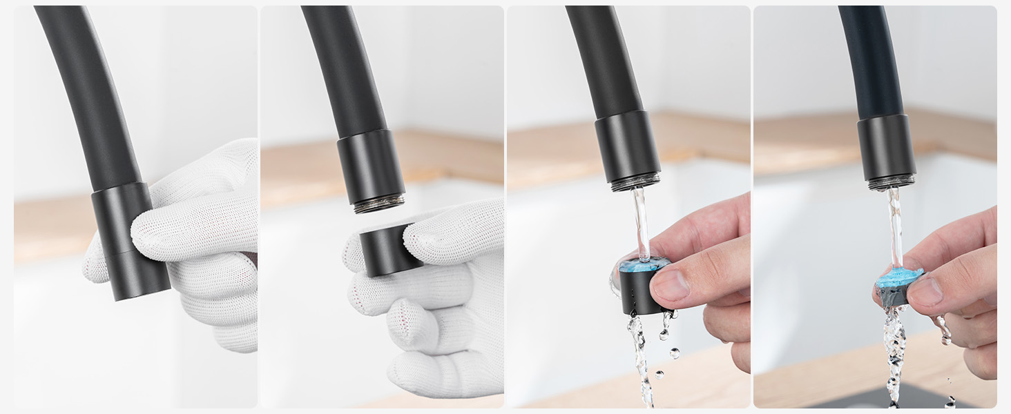 Змішувач кухонний CECIPA SOFETIY SERIE чорний з гнучким гусаком 360° для високого тиску, з нержавіючої сталі, для мийки, однолеверний