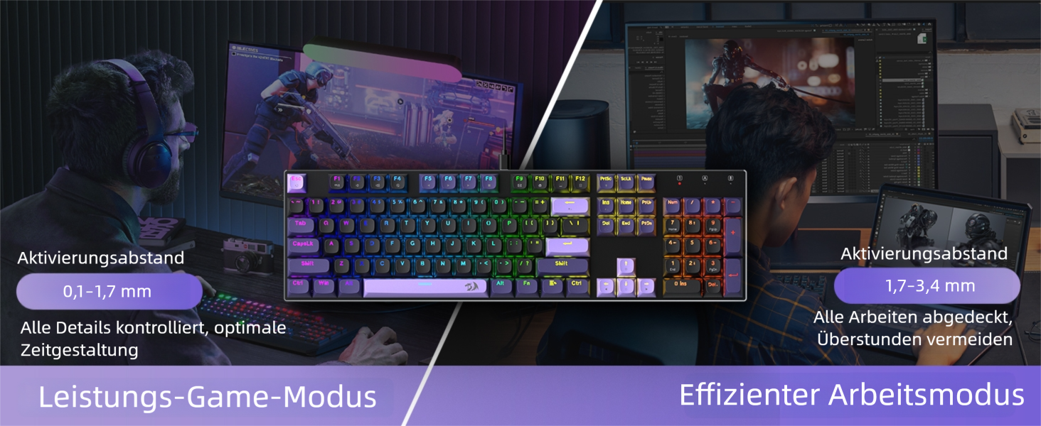 Redragon K556 HE Rapid Trigger - Механічна ігрова клавіатура з магнітними перемикачами, 104 клавіші, US-розкладка