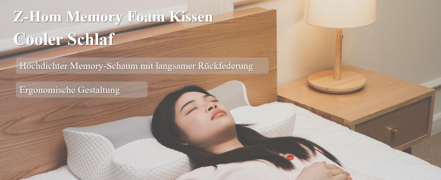 Подушка для шиї Z-hom, подушка для голови з Memory Foam, ергономічна подушка для шиї, подушка для тих, хто спить на боці, на спині та животі, ергономічна подушка для сну на боці 60 x 36 x 13/8 см