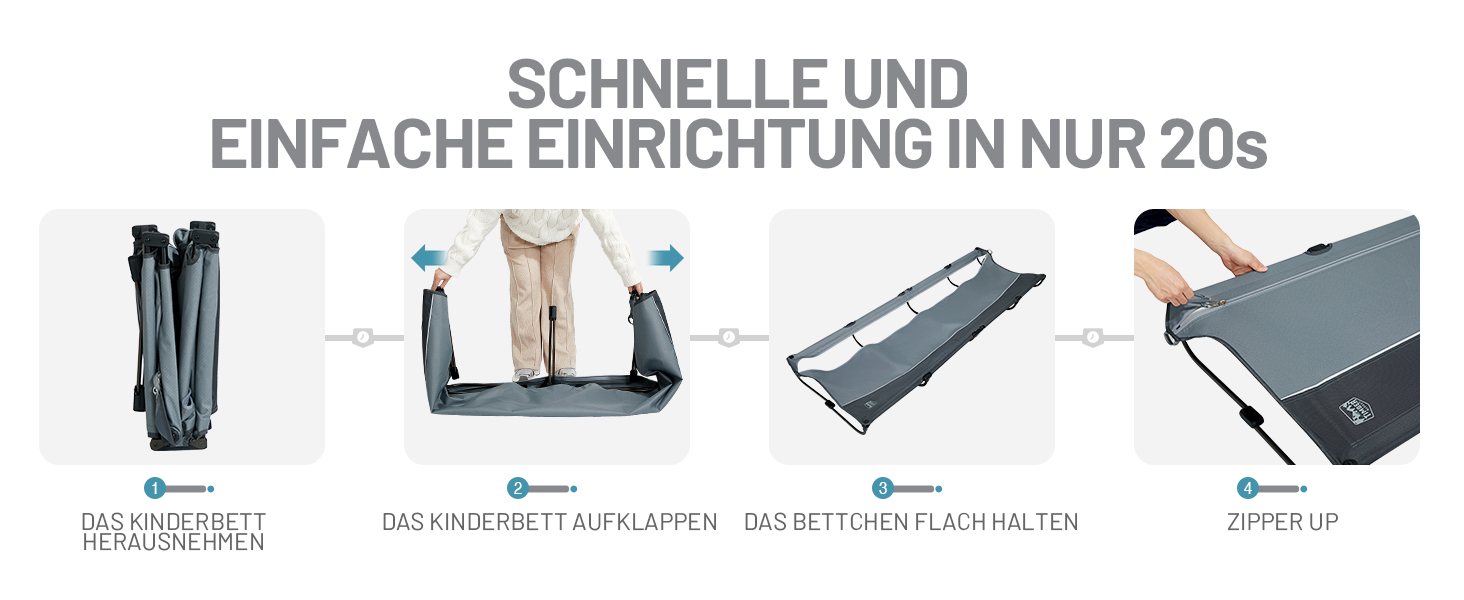 Розкладне кемпінгове ліжко Timber Ridge - легке, зручне, для відпочинку на природі (до 120 кг), сіре