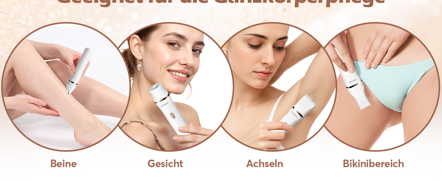 Електричний тример для інтимної зони для жінок 3-в-1, для бікіні, обличчя та тіла, бездротовий, водонепроникний, для чутливої шкіри (білий)