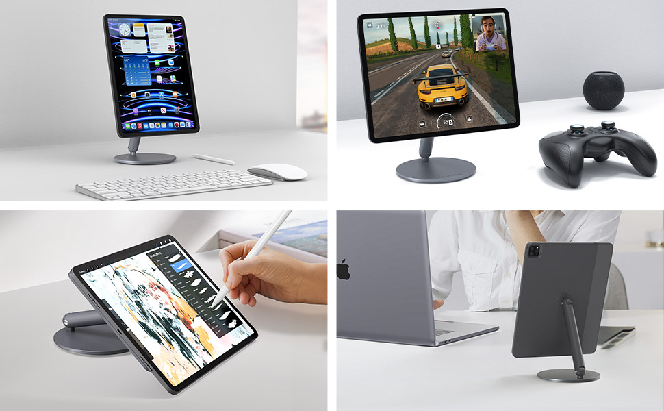 Магнітна підставка LULULOOK для iPad Pro 12.9 та iPad Air 13'' M4/M3/M2 — поворотна на 360°, складна, алюмінієва