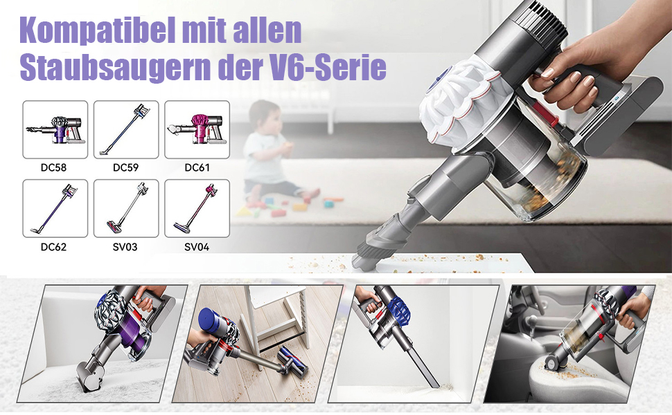 Акумулятор для пилососа Dyson V8 (6.0Ah) – замінник для серії Dyson V8, сумісний з моделями Absolute, Animal, Filter, Motorhead, Fluffy, V6-1