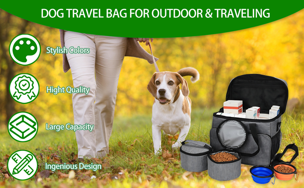 Трансформер для собак: сумка-переноска для подорожей з місткими кишенями, зручним ременем та двома складеними мисками. Ідеально для собак та котів.