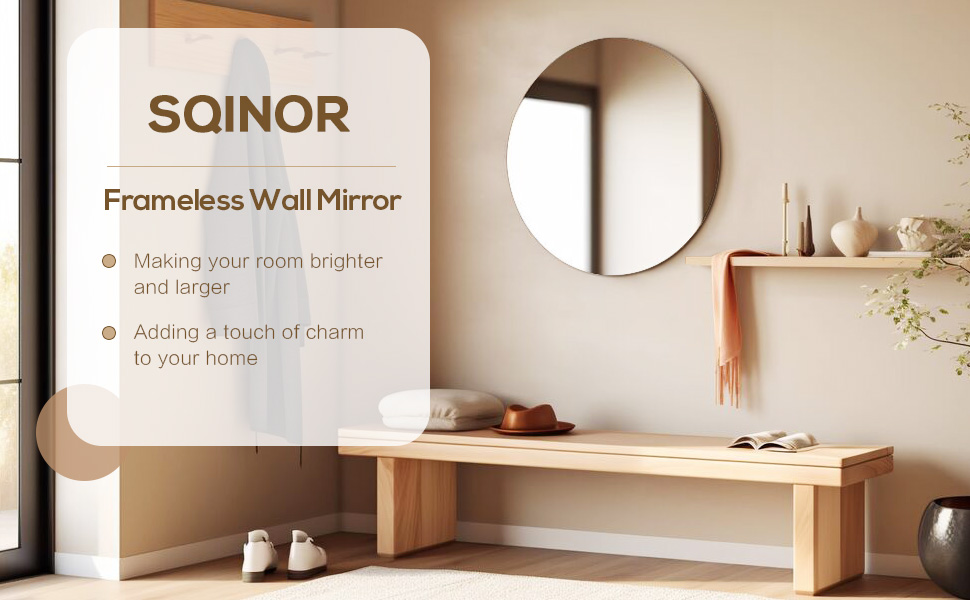 Дзеркало настінне прямокутне 40x60 см без рами, сучасне для ванної кімнати, HD скляне дзеркало