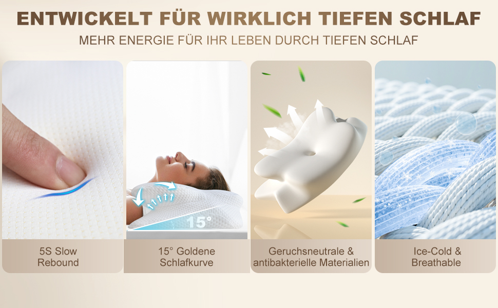 Ортопедична подушка для шиї та плечей: Memory Foam, підтримка шиї, 66x40x14 см, 1 шт.