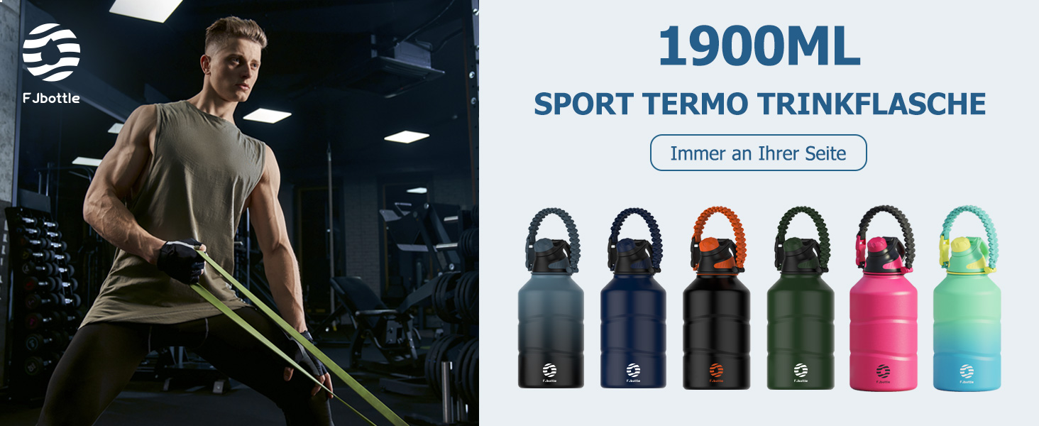 Термос Fjbottle 1900 мл з нержавіючої сталі, магнітною кришкою, подвійними стінками, без BPA, герметичний, для газованої води, спорт, фітнес, туризм