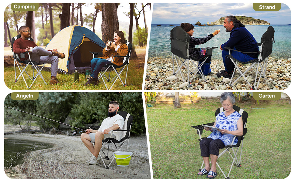 Крісло для кемпінгу Homecall складне, 150 кг, з підлокітниками, підстаканником, знімним подушкою та сумкою - рибальське крісло для відпочинку на природі