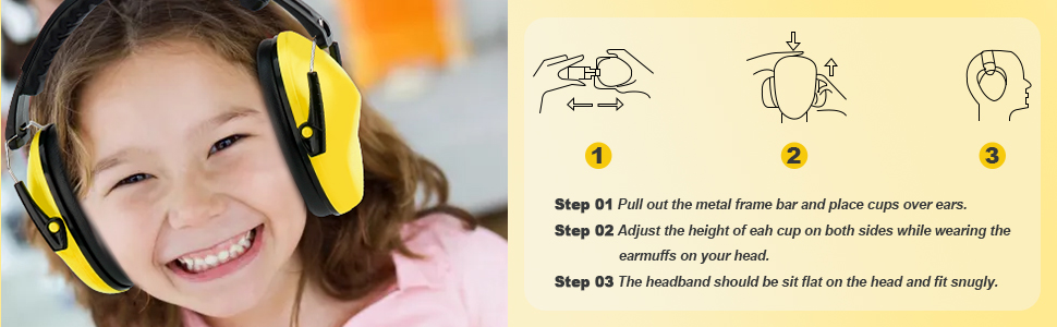 Навушники для захисту від шуму для дітей - комфортні, складні, для школи, аутизму, сну, навчання, ADHS, феєрверків, концертів (1 шт., жовті)