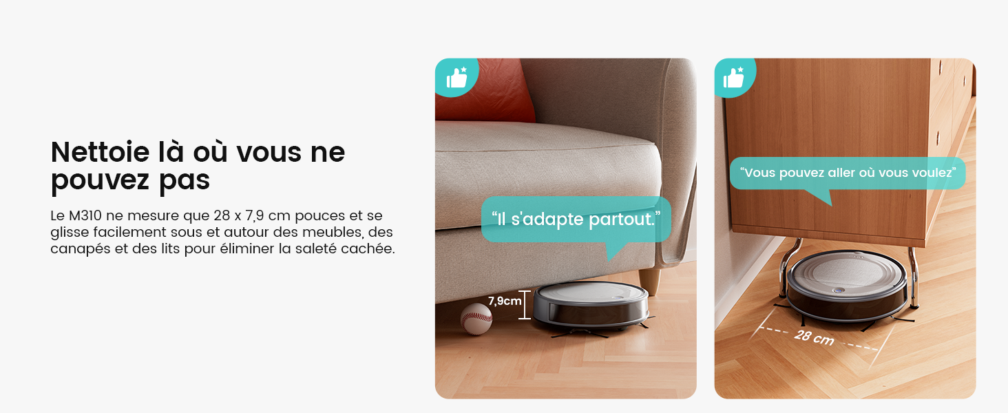 Робот-пилосос LEFANT M310 сірий: потужність 4500Pa, 180 хв роботи, Wi-Fi керування, для тварин та твердих поверхонь