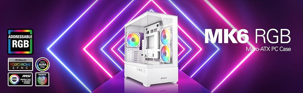 Sharkoon MK6 RGB корпус для ПК, Micro-ATX, білий