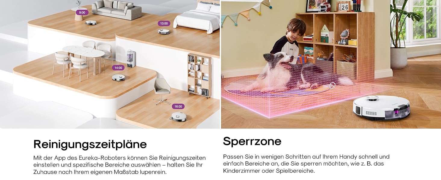 Робот-пилосос Eureka E20 Evo Plus з функцією миття та автопорожненням, 10000 Па, для твердих підлог та килимів, білий