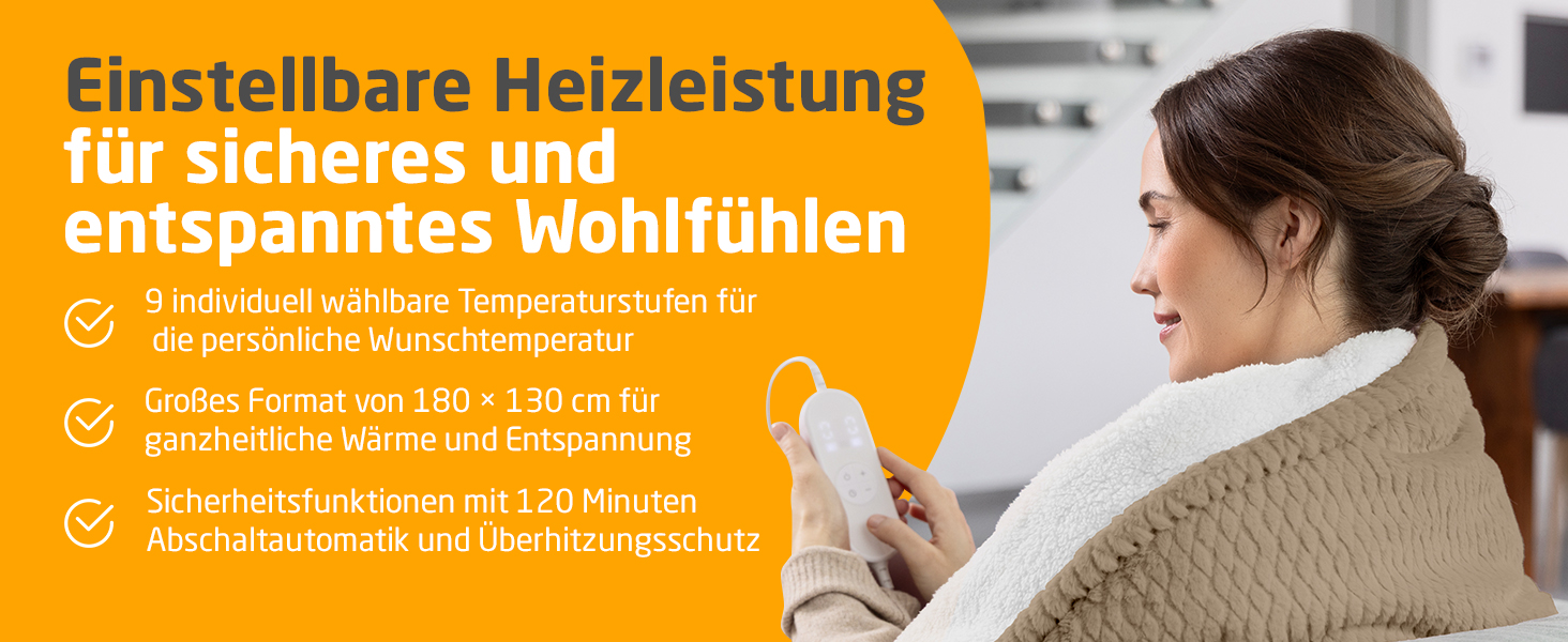 Електрична ковдра Medisana Kuschelheizdecke з функцією автовимкнення, 160x120 см, сіра, 3 режими нагріву, двостороння