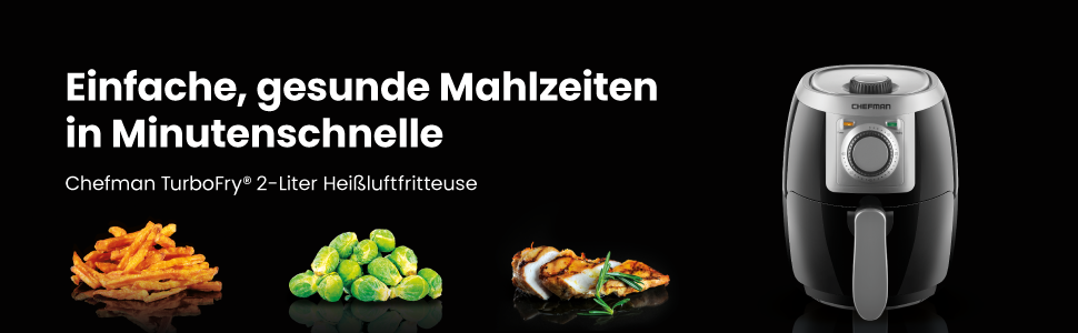 Фритюрниця Chefman 2L Mini – компактна, чорна, з антипригарним кошиком, цифровим таймером та індикатором струсу