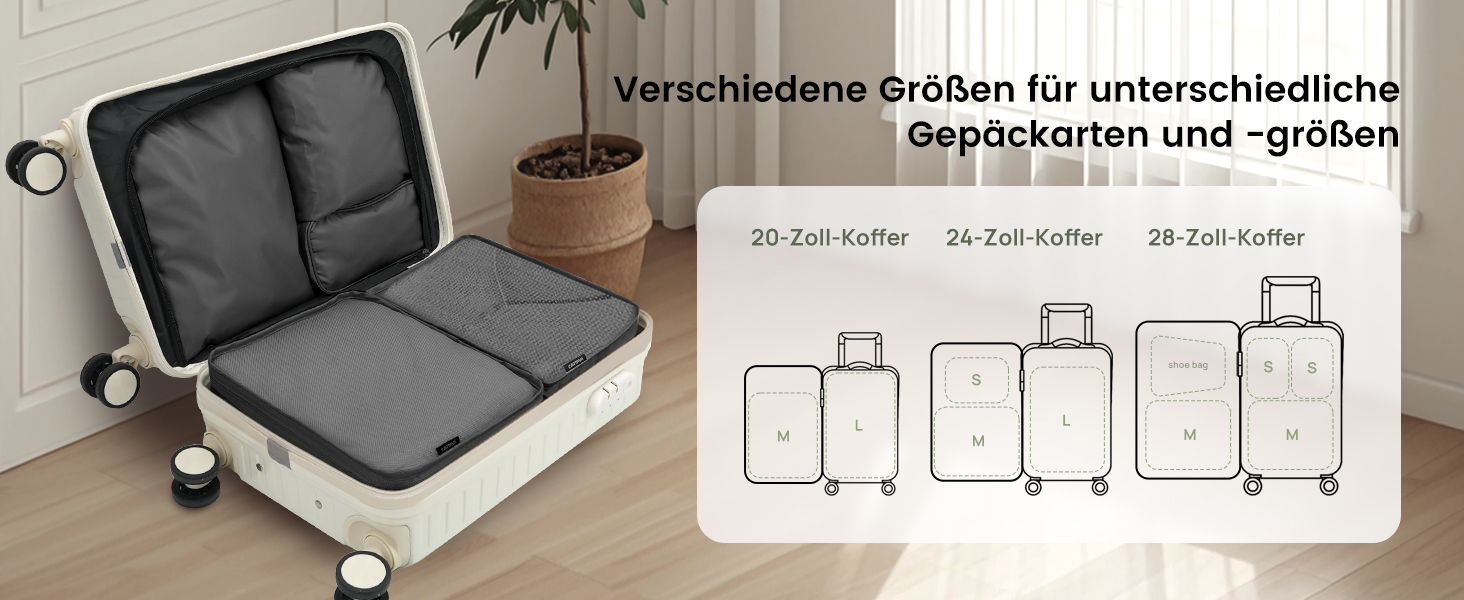 Органайзери для валізи Packing Cubes, 8 шт., водонепроникні, чорні + косметичка