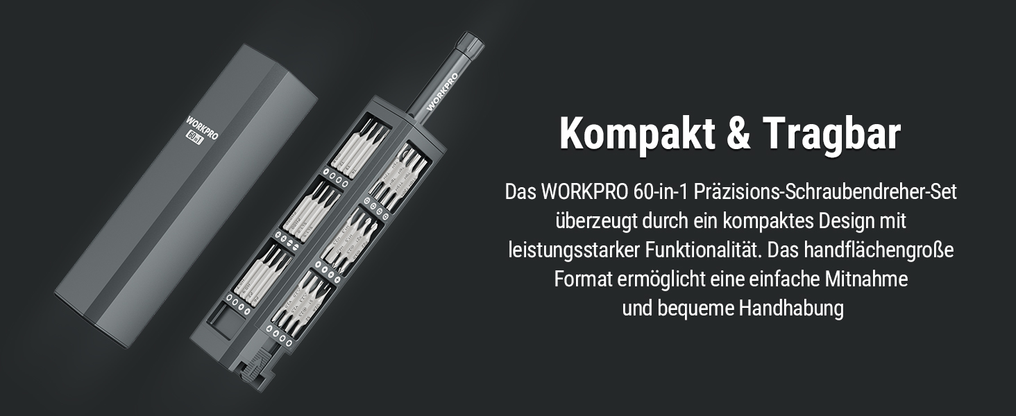 Набір викруток WORKPRO 60 в 1 для дрібної механіки, преміум-якість, з бітами Cr-V, для точного ремонту