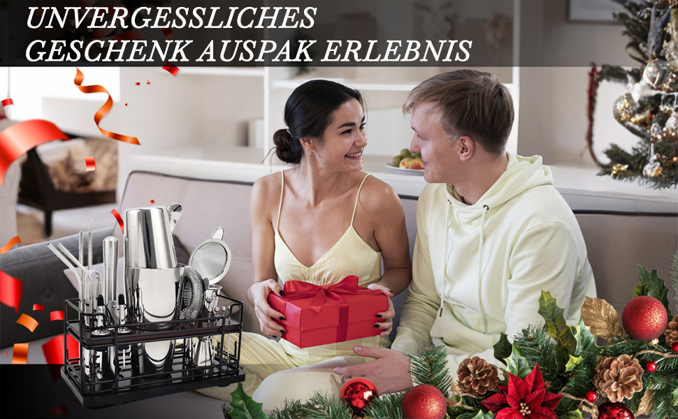 Набір для коктейлів Boston Cocktail Shaker Set 825 мл з підставкою, нержавіюча сталь, професійний барний аксесуар, набір бармена з рецептами, ідеальний подарунок (сріблястий)