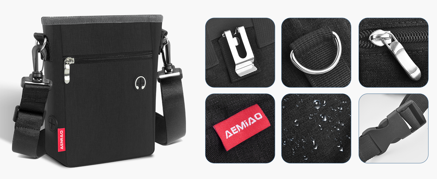 Футляр для ласощів для собак з магнітною застібкою, 2025. Практичний мішок для годування собак, мішок для ласощів з винімною внутрішньою кишенею | Диспенсер для відходів, (Чорний)