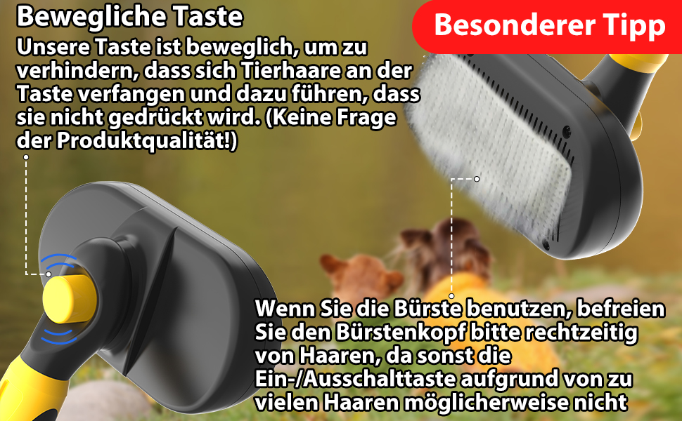 Бурштина для догляду за тваринами 2-в-1: щітка та гребінь для собак та котів, самоочисна, жовта