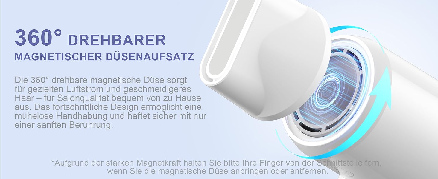 Фен YAPOY з іонізацією 200 млн іонів, 110 000 об/хв, швидке сушіння, менше завивань, інтелектуальне регулювання температури, тихий, легкий, для дорослих/дітей/домашнього використання/готелю/кемпінгу, білий