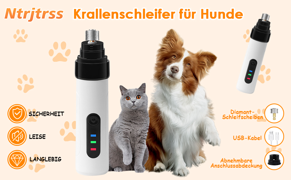 Електричний точило для кігтів собак Ntrjtrss USB, тихий точило для кігтів собак для великих, середніх та малих собак та котів