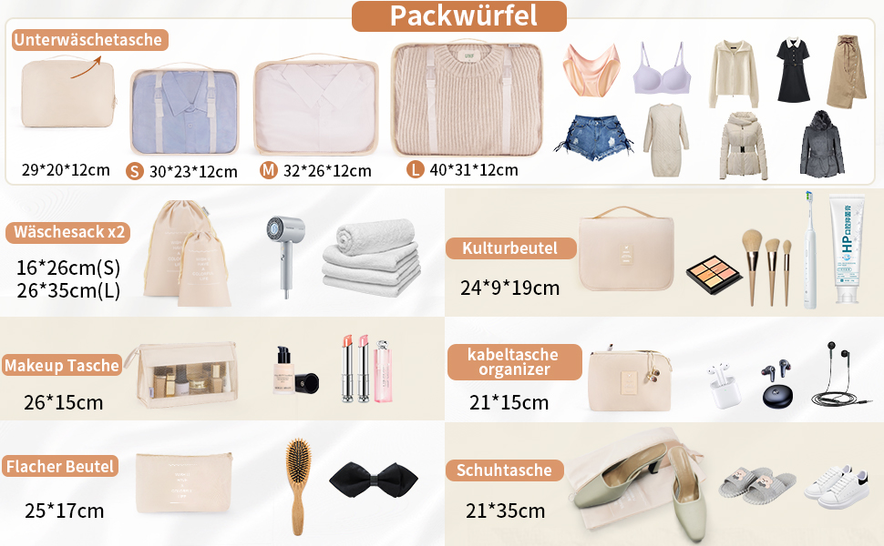 Органайзери для валіз, дорожні аксесуари, водонепроникні сумки-органайзери, 10 шт. Бежевий (Рожевий-11 шт.)