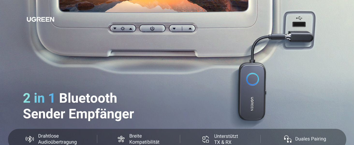 Bluetooth-ресивер UGREEN AptX 5.3 Hi-Fi аудіо-адаптер для стереосистем з Dual 3.5mm AUX