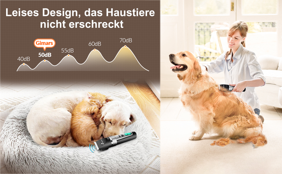 Gimars 3-в-1 професійна машинка для стрижки собак та котів, 7000 об/хв, для густого хутра, тиха, акумуляторна, з набором ножиць