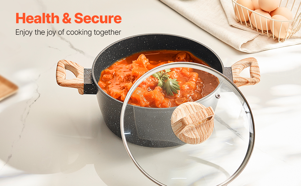 Набір каструль та сковорідок VEVOR з індукційним покриттям (17 предметів) з кришками з термостійкого скла, антипригарне покриття, для кухні, кемпінгу, приготування соусів та тушкування (чорний)