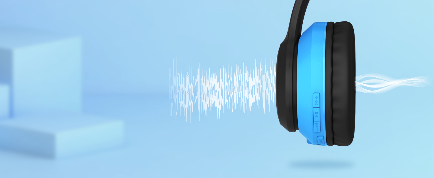 Дитячі навушники LOBKIN Bluetooth Over-Ear з сумкою, бездротові та провідні, для дівчаток, складні, регульовані, для школи та подорожей (Чорний/Синій)