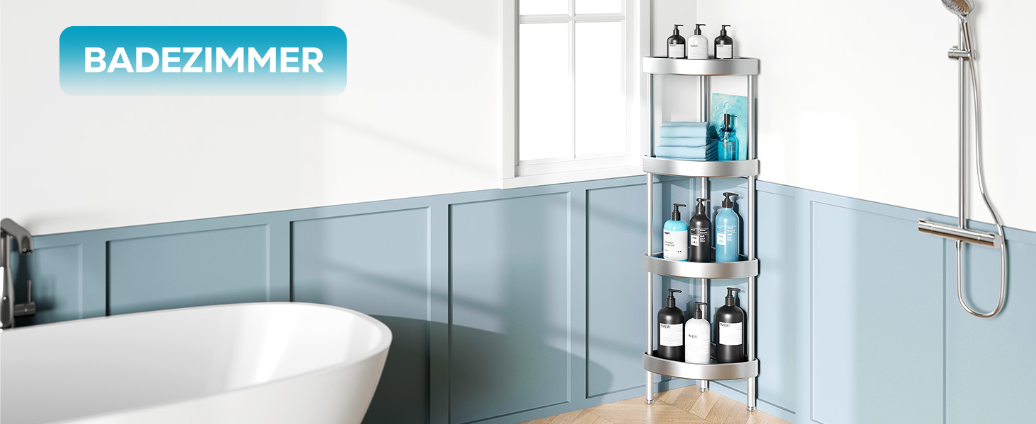 Поличка для душу Nieifi без свердління, кутова, з нержавіючої сталі, 4 яруси, чорна, для ванної кімнати та душу