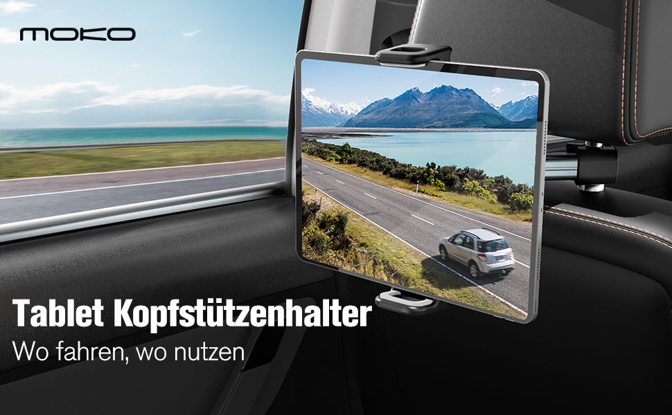 Тримач для планшету в авто MoKo, регульований, універсальний, для iPad, Galaxy Tab, iPhone, сірий