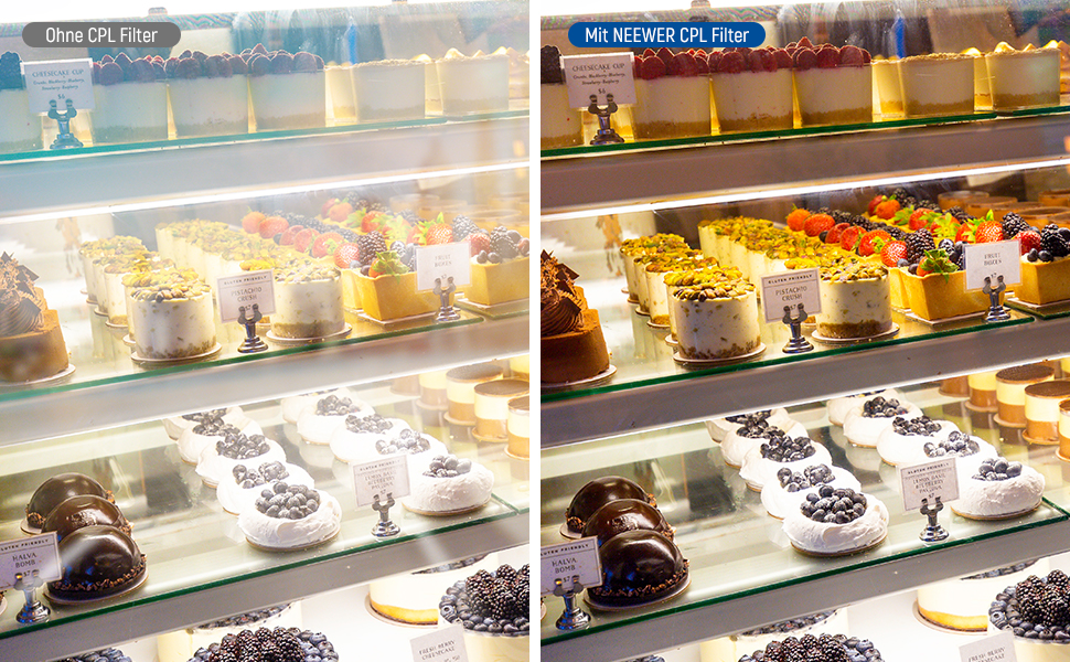 NEEWER Поляризаційний фільтр 67mm з 24 шарами, Nano MC CPL, для об'єктивів камери, зменшує відблиски та покращує контраст | HD скло