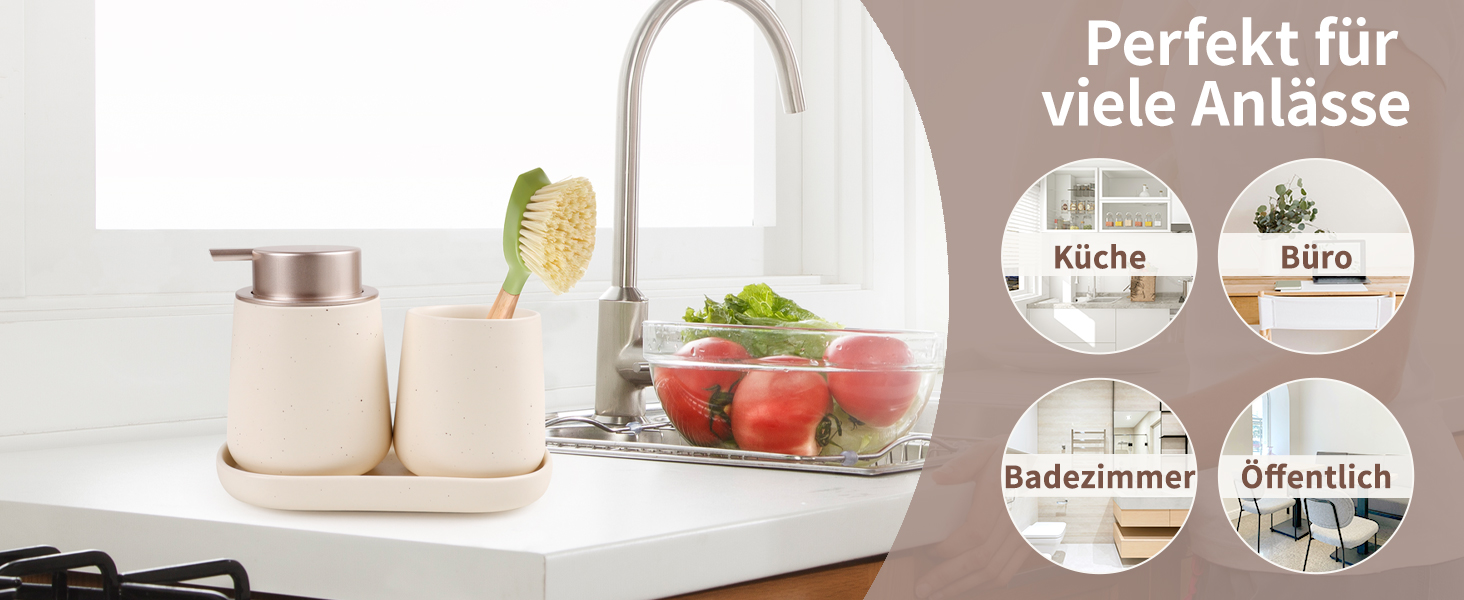 Набір аксесуарів для ванної кімнати Badezimmer Set Umlaca: мильниця, дозатор мила 350 мл, стакан для зубної пасти 320 мл, білий