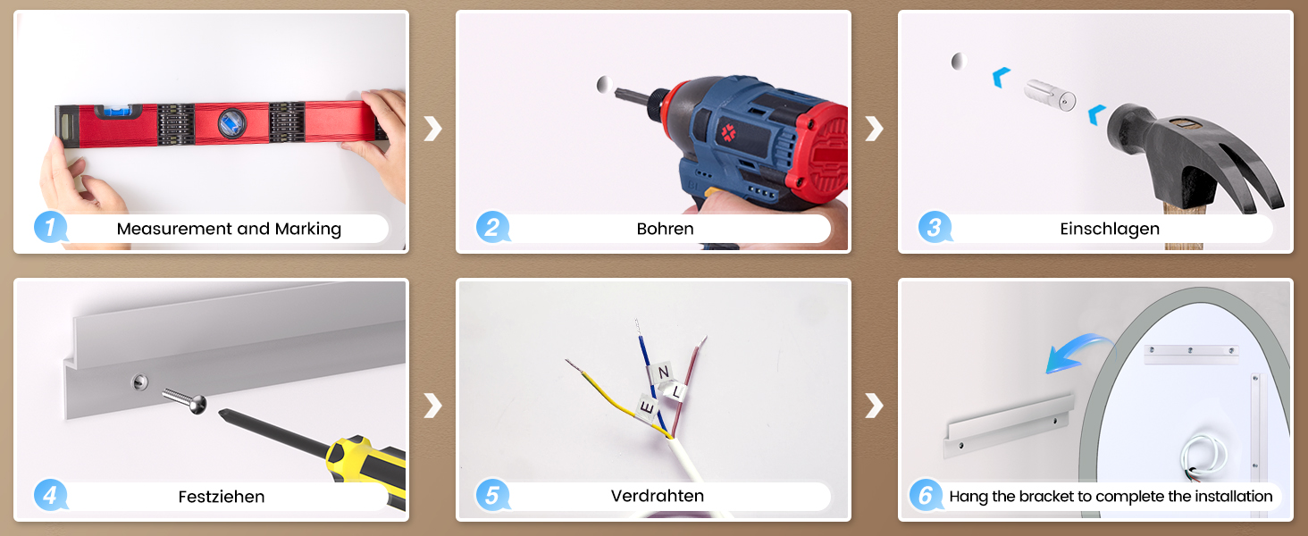 Дзеркало з підсвічуванням Asymmetrischer LED 75x55 см з сенсорним вимикачем – антизапар, 3 кольори світла, регулювання яскравості та функція пам'яті, чорний (горизонтальне/вертикальне), без рамки