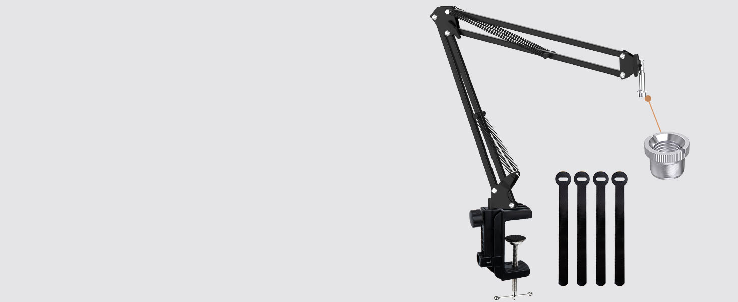 SUNMON Тримач для мікрофону HyperX QuadCast та інші - універсальний кріплення для мікрофону з регулюванням, 3/8' - 5/8' адаптер, чорний