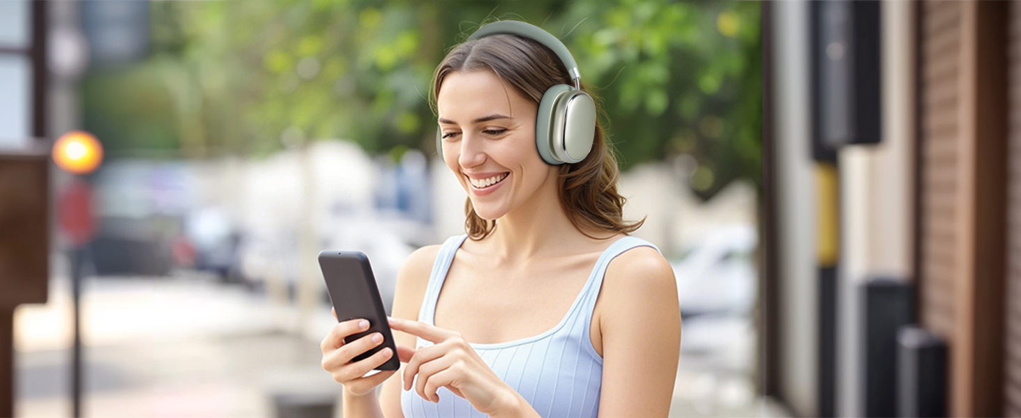 Навушники бездротові Bluetooth 6.0 NC95 з шумозаглушенням, поворотним регулятором, 120+ годин роботи, EQ налаштування через додаток, зелені для подорожей та спорту