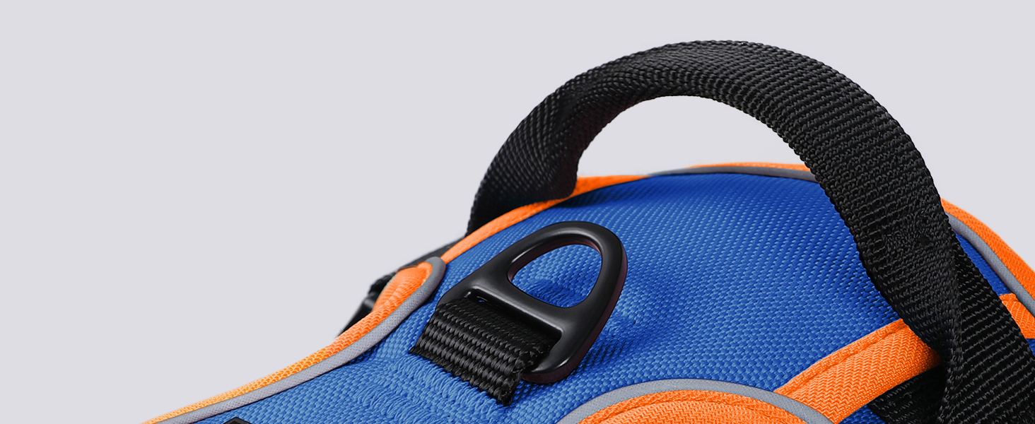 Нашийник для собак Rabbitgoo середнього розміру, анти-тяга, регульований, для великих собак, дихаючий, з світловідбиваючими смугами, безпечне керування, L (Синій+Помаранчевий, XS (1 шт.))