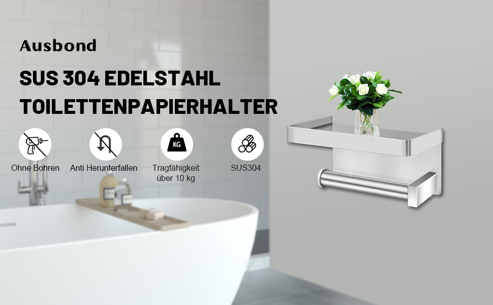 Тримач туалетного паперу з щіткою для унітазу з нержавіючої сталі 304, настінний, срібляний