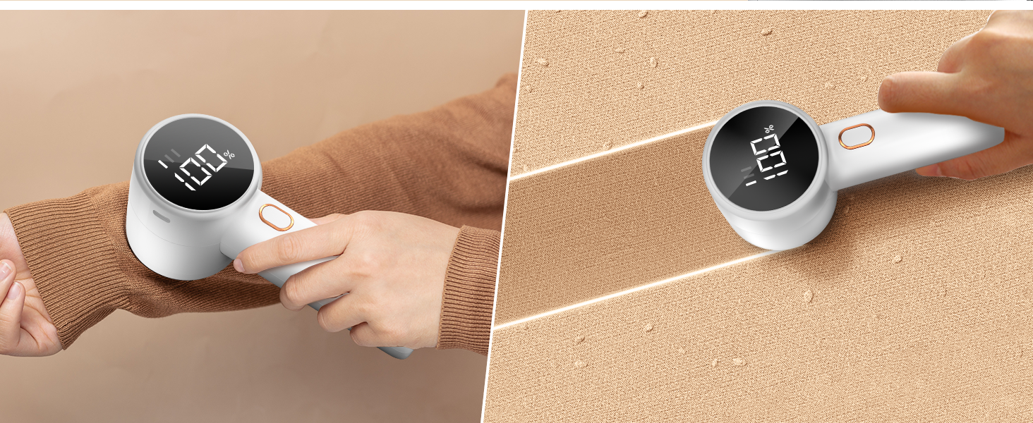 Електричний видалення ворсу для одягу з 6 лезами та 3 швидкостями, LED-дисплей, Elfenbein