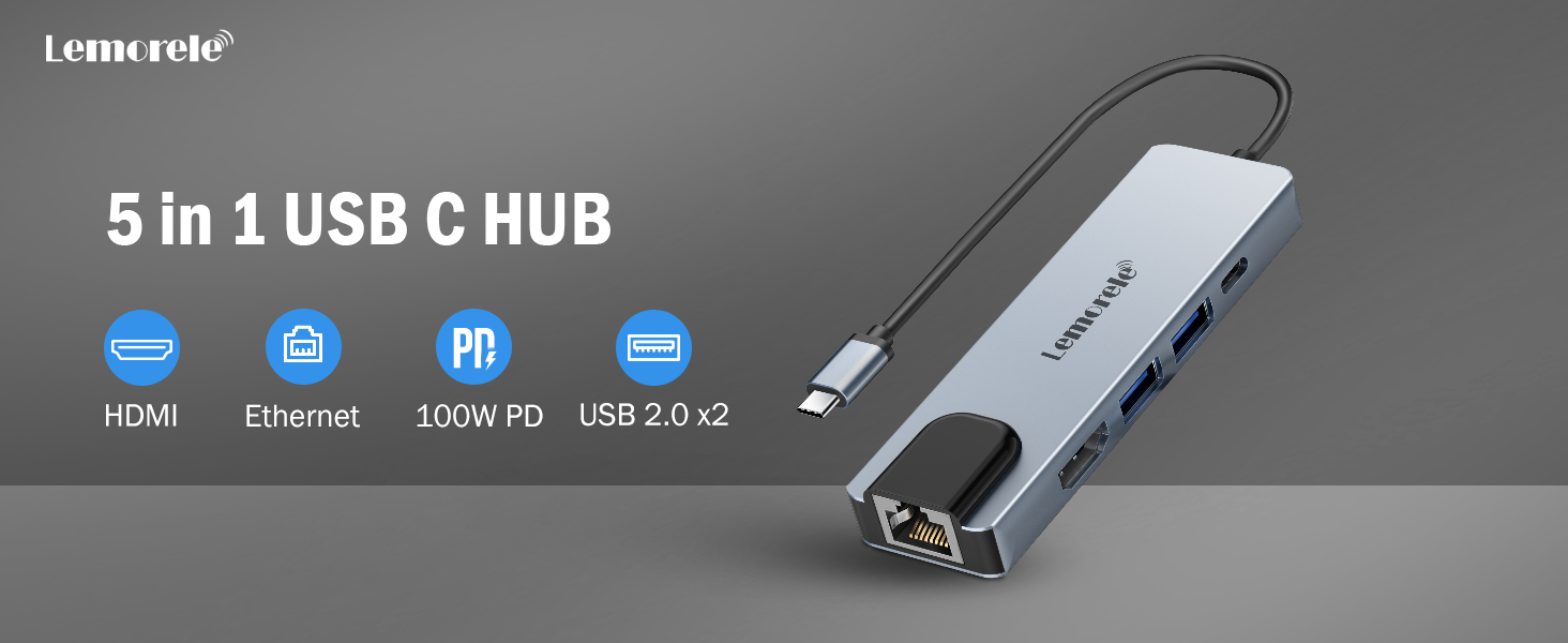 Lemorele Док-станція 12-в-1 з USB-C: 10Gbps, Dual 4K HDMI, VGA, USB 3.1/2.0, 100W PD, SD/TF, Audio - для Windows, MacBook, Dell