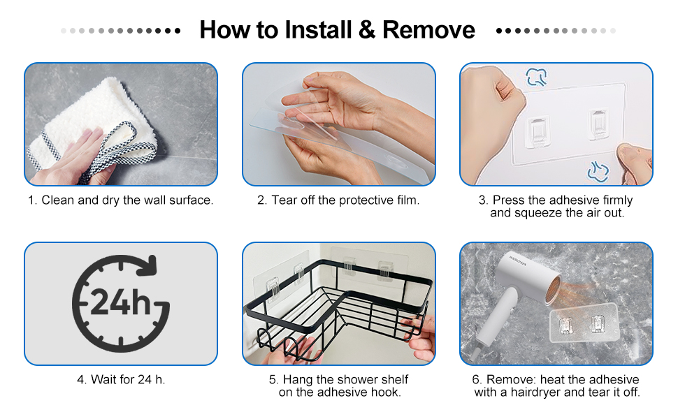 Поличка для душу кутова без свердління, вологостійка, з нержавіючої сталі, органайзер для ванної кімнати (3 шт., чорний)