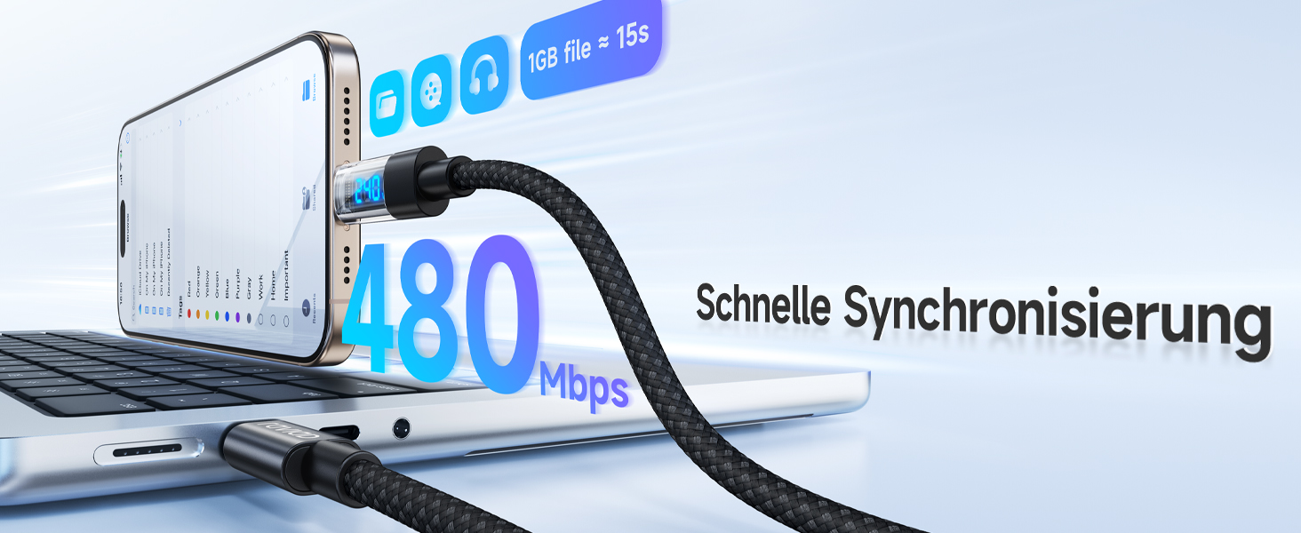 Кабель USB-C RAVIAD 240W, 1м, PD3.1, USB-C - USB-C, нейлон, для iPhone, Galaxy, Pixel, iPad, MacBook, 240W, чорний