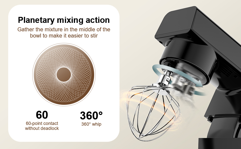 Кухонна машина Cheflee 1500W з чашами 4.5L та 5.5L з нержавіючої сталі, 10+ швидкостей, міксер з гаками для тіста та вінчиком, сплеск-захист (Чорний)