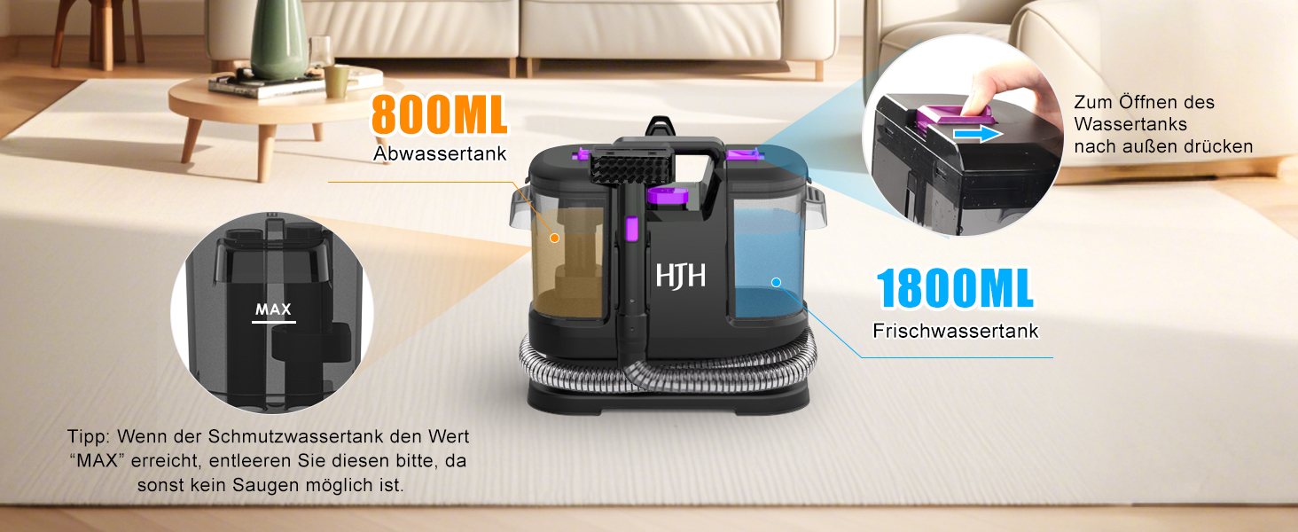 Апарат для чищення м'яких меблів Nassauger, 450W, 12kPa: мийка килимів, диванів, автосидінь, соф