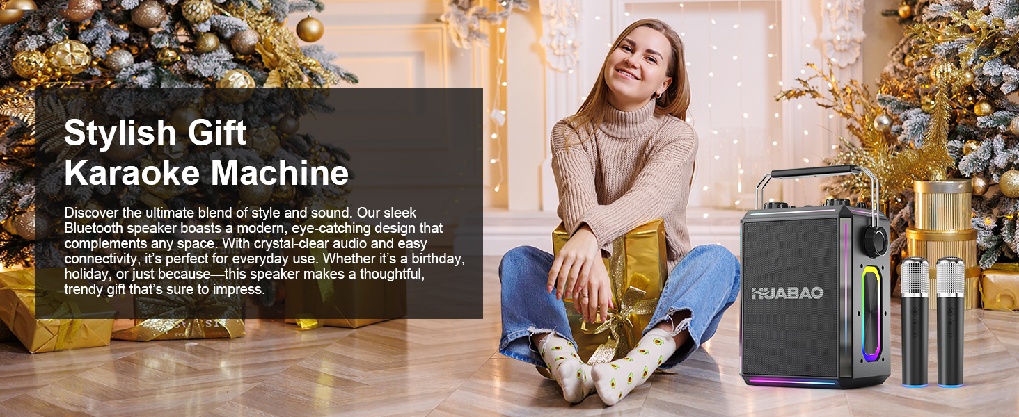 Портативна Bluetooth-колонка караоке з 2 бездротовими мікрофонами, RGB-підсвічуванням, регулюванням високих та низьких частот, ефектами голосу, AUX/USB/TF/OTG, 6.5 мм роз'єм, для вечірок (білий/чорний)