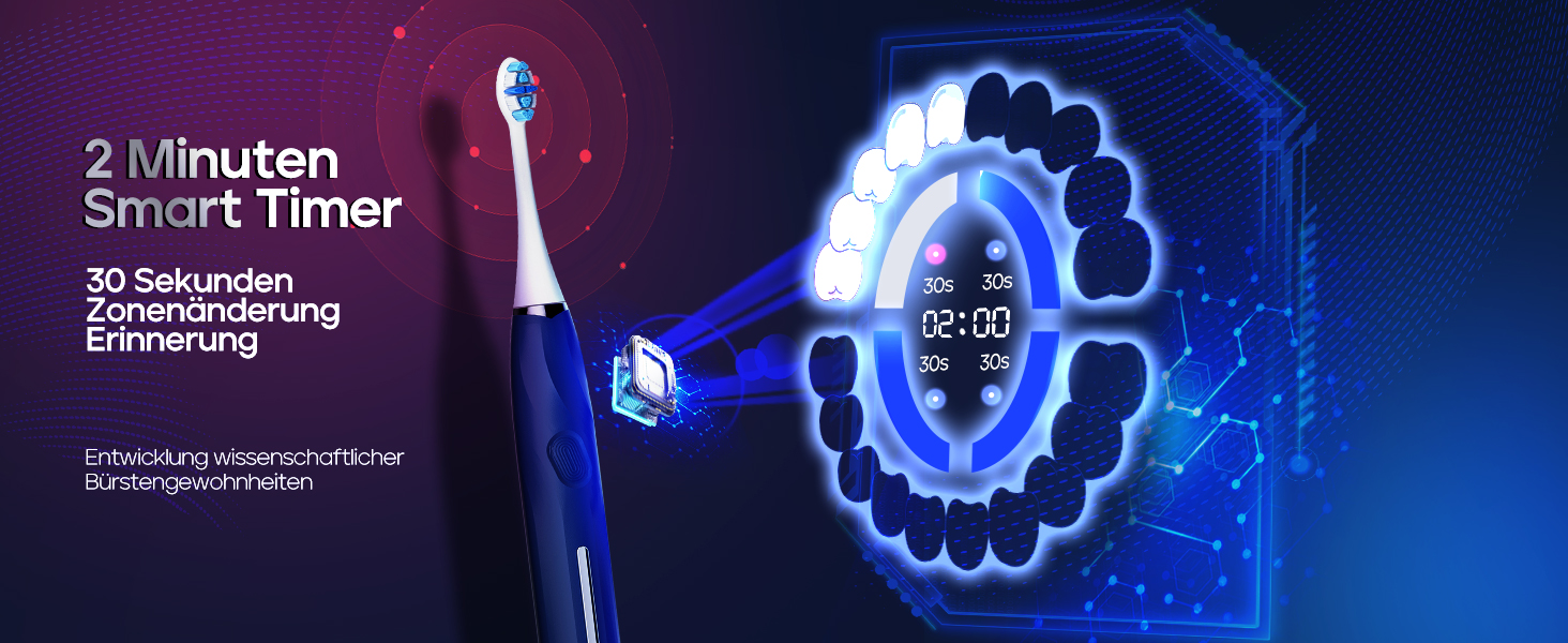 Електрична зубна щітка Seago з датчиком тиску, 40000 VPM, 8 насадок, 5 режимів, звукова, з підставкою, чохол для подорожей, для дорослих, SG-2752 (Блакитна)